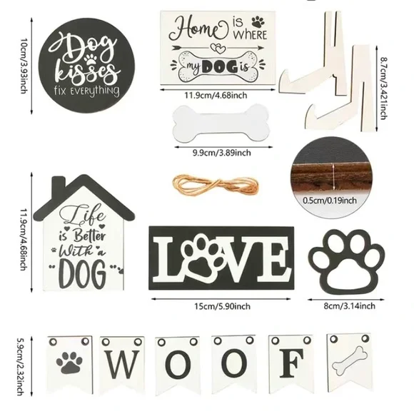 Rustic Farmhouse Dog Tiered Tray Decor Set - Picture 2 of 4